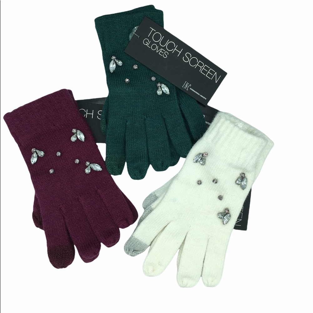 Bundle 3 pairs winter gloves INC Gemstone Tech touchscreen